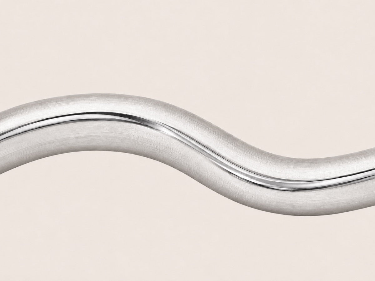 Sterling silver with a brushed finish, showcasing the signature texture of Fierce Pearls jewelry.